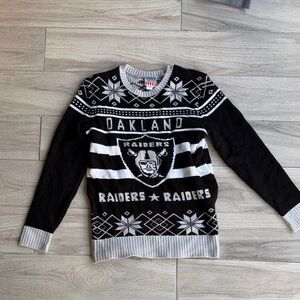 Junk Food Clothing Black and Gray Raiders Crewneck Sweater